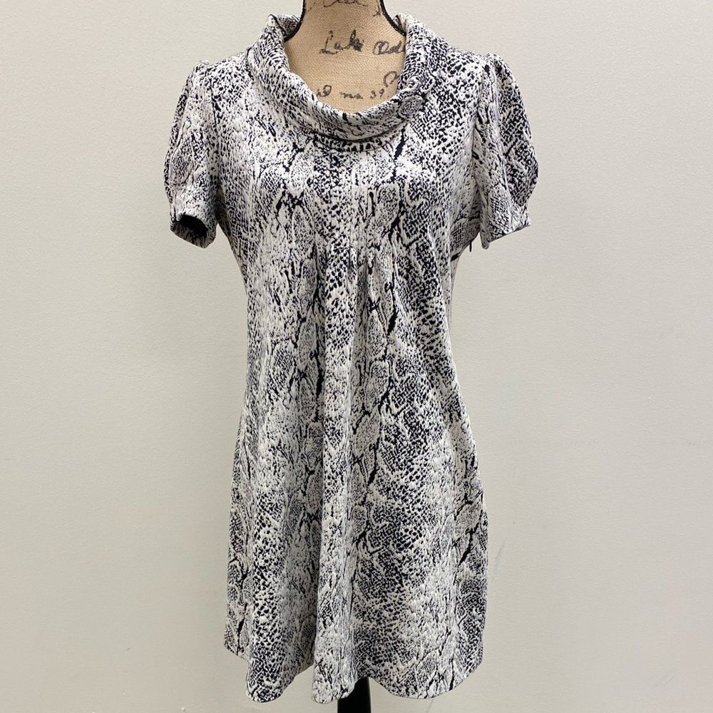 MARVIN Richards cowl neck snakeskin knit mini‎ dress